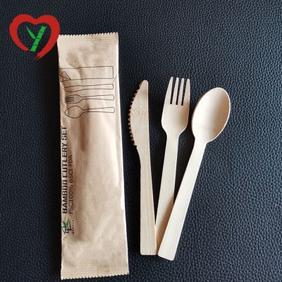 Eco-friendly Biodegradable 170mm Disposable Bamboo Cutlery Portable Set