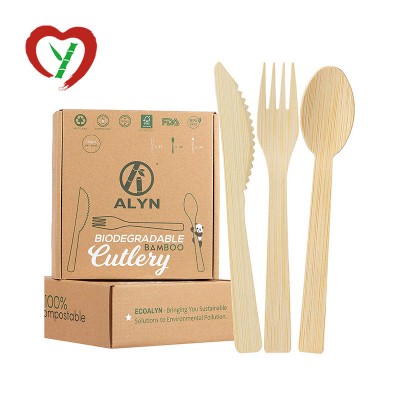 Compostable Eco Friendly Bamboo Cutlery Set Disposable Tableware