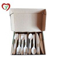 Amazon 160mm biodegradable eco-friendly disposable wooden cutlery set