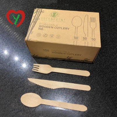 Biodegradable Disposable Birch Wood Cutlery 150pc Set