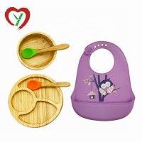 Bamboo Baby Feeding Bowl With  Suction And Spoon Set