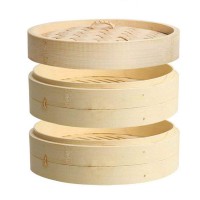 10 inch Bamboo Steamer Basket Premium 2 Tier Food Steamer with Lid, Handmade Steamer for Cooking