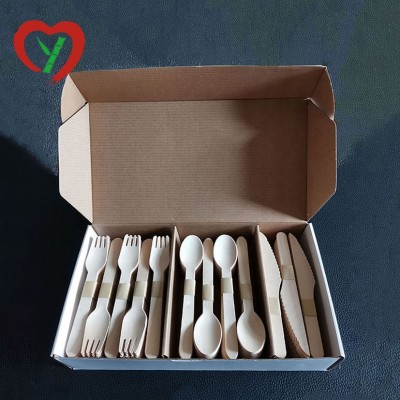 Biodegradable  birch wood spoons/forks/knives disposable wooden cutlery 300pc unit