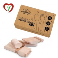 Biodegradable Disposable Wood Fork Spoon Knife Set For Party