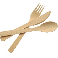 Wholesale eco friendly bamboo knives forks spoon biodegradable 160mm disposable bamboo cutlery in stock