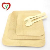 Wholesale Eco Friendly Disposable Square Bamboo Plates Set