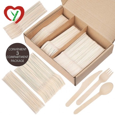 Wooden Disposable Cutlery 200 pc set: 100 Forks, 50 Spoons, 50 Knives