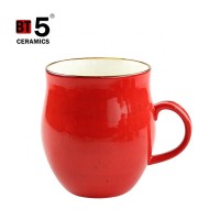 Custom design wholesale easy carry handle ceramic red coffee mugs with good price