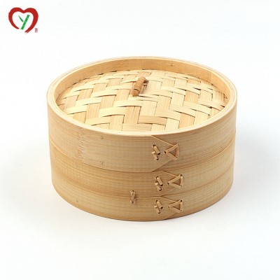 Eco-friendly Natural Wholesale Round Handmade Bamboo Food Bambo Steamer Set