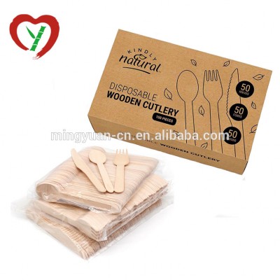 Eco-Friendly Natural Disposable Wooden Cutlery Set Knife Spoon Fork