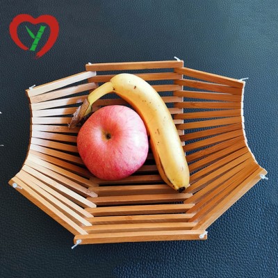 Art Popular Collapsible Bamboo Wood Fruit Basket